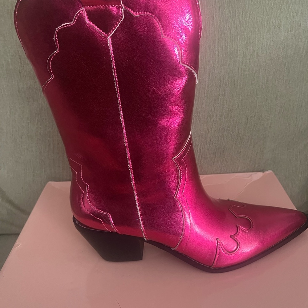 Pink Metallic Cowboy Boots